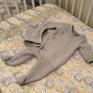 GAP Grey Quilter Onesie with Bear Hat